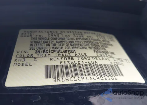 2010 Nissan Versa 1.8S из США, поврежденный, VIN 3N1BC1CP1AL401501